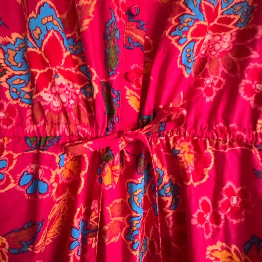 Sugarlips elegant vibrant Floral Red Dress small. Cinch - Picture 9 of 12